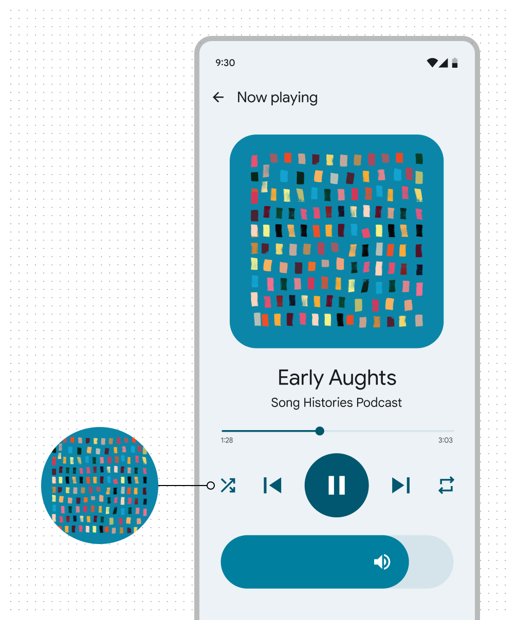 Blue source color is extracted from a podcast cover